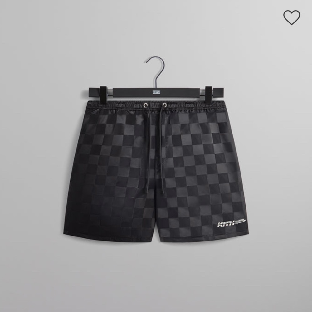 Kith Checkered Satin Collins Short in Black Men’s Size Large Fall 2024 NWT.